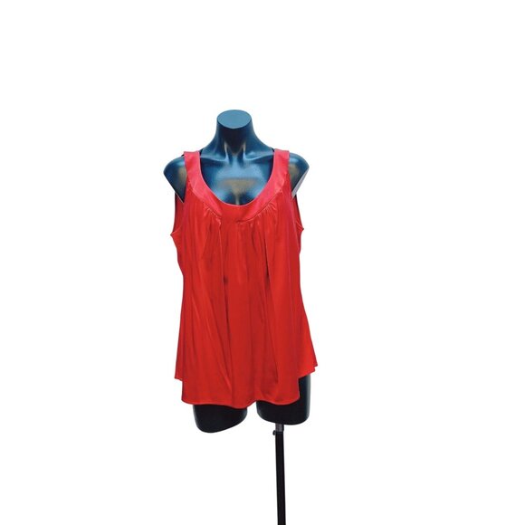 NWT St. John Collection Matador Red Sleeveless Blouse 16 - Picture 1 of 6